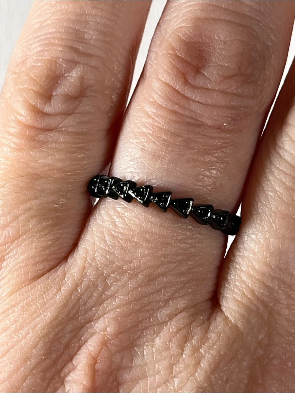 Black Rhodium Plated 925 Sterling Silver Cubic Zirconia Size 8 Stacker Band Ring